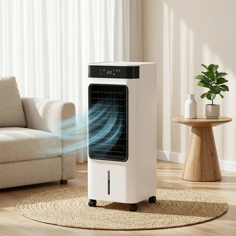 3-in-1 Evaporative Air Cooler with 7 L Tank, 48° Oscillation, Remote, White