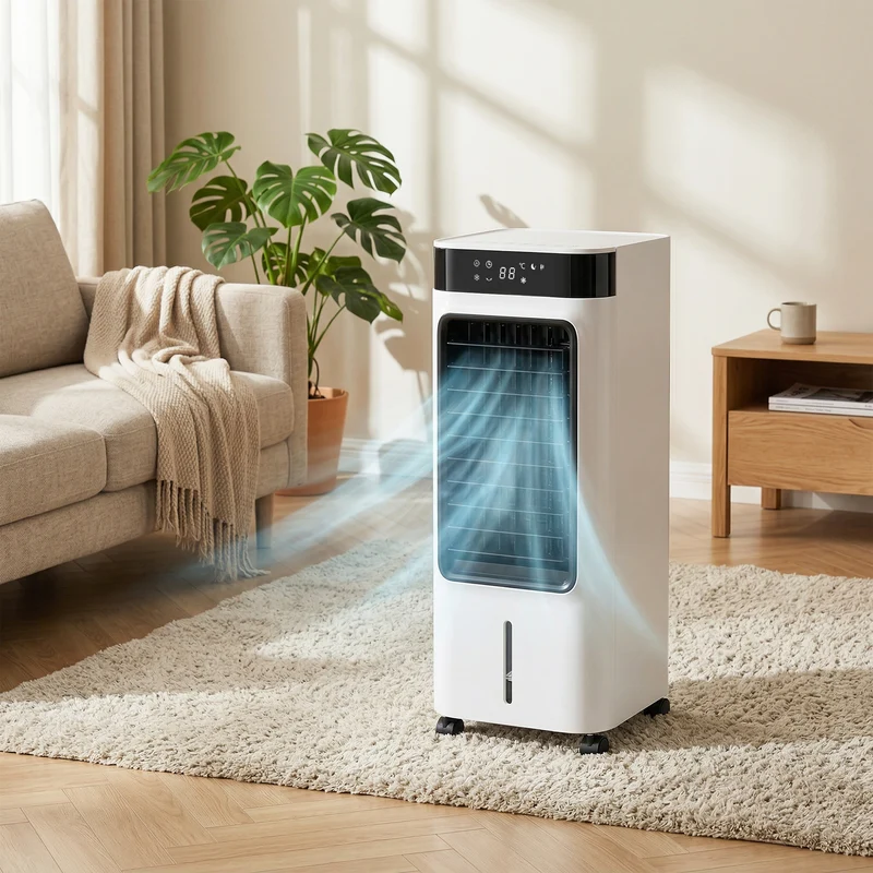 3-in-1 Evaporative Air Cooler with 7 L Tank, 48° Oscillation, Remote, White