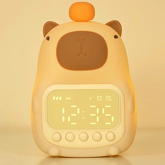 Skanto | Capybara Uhrenlampe – Wiederaufladbarer digitaler Wecker mit Nachtlicht & Schlummerfunktion