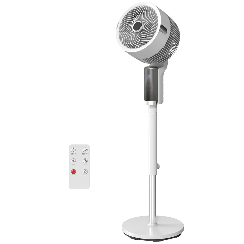 44" Pedestal Fan, 20 dB Silent, 8 Speeds, Remote, LED, 12H Timer, White