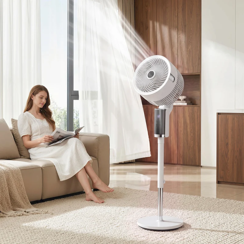 44" Pedestal Fan, 20 dB Silent, 8 Speeds, Remote, LED, 12H Timer, White