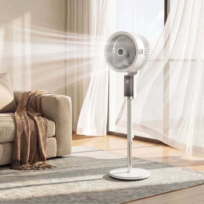 44" Pedestal Fan, 20 dB Silent, 8 Speeds, Remote, LED, 12H Timer, White