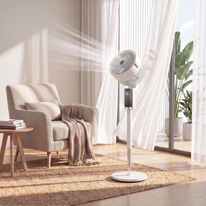 44" Pedestal Fan, 20 dB Silent, 8 Speeds, Remote, LED, 12H Timer, White