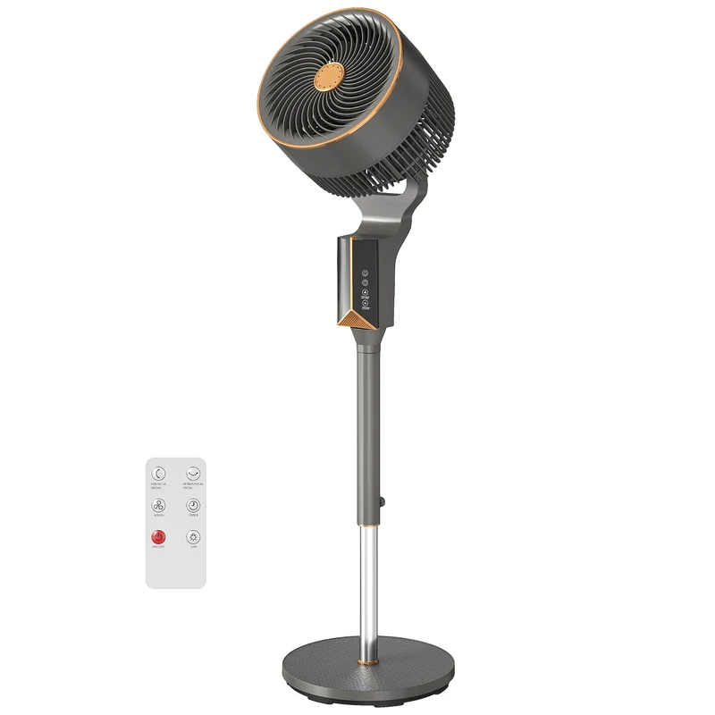 46" Silent Pedestal Fan with 8 Speeds, Remote Control & 12H Timer, 20 dB, Grey