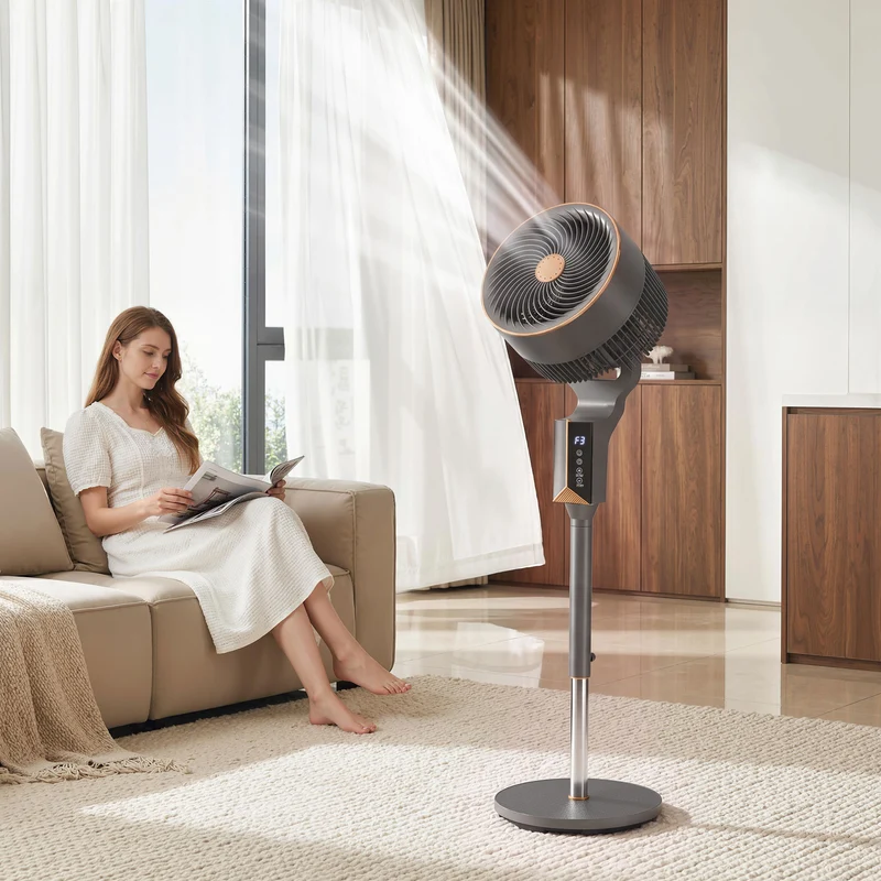 46" Silent Pedestal Fan with 8 Speeds, Remote Control & 12H Timer, 20 dB, Grey