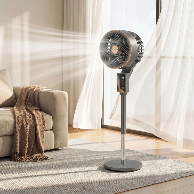 46" Silent Pedestal Fan with 8 Speeds, Remote Control & 12H Timer, 20 dB, Grey