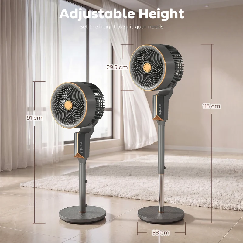 46" Silent Pedestal Fan with 8 Speeds, Remote Control & 12H Timer, 20 dB, Grey