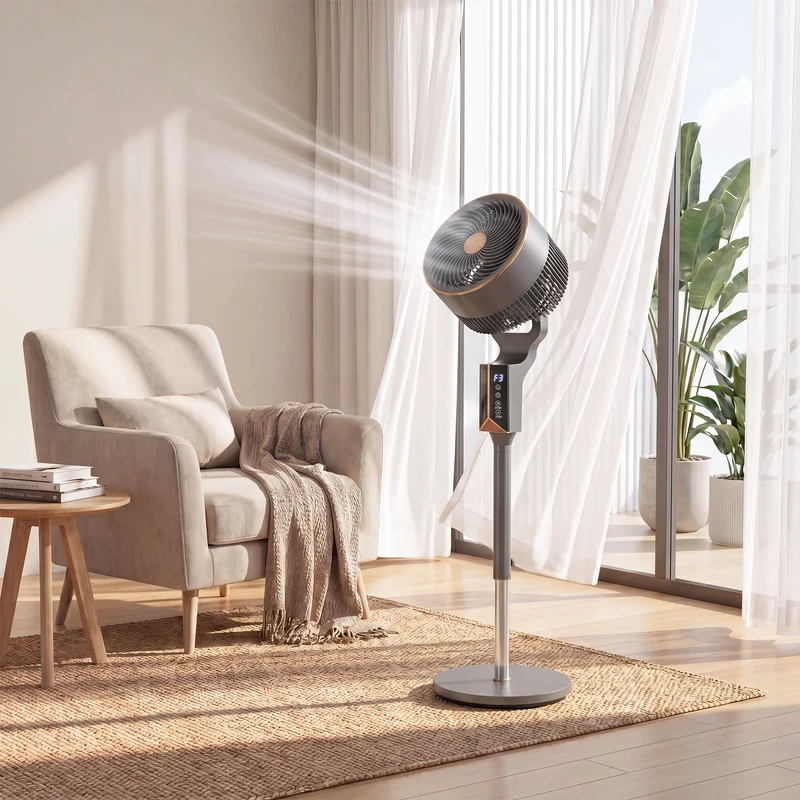 46" Silent Pedestal Fan with 8 Speeds, Remote Control & 12H Timer, 20 dB, Grey