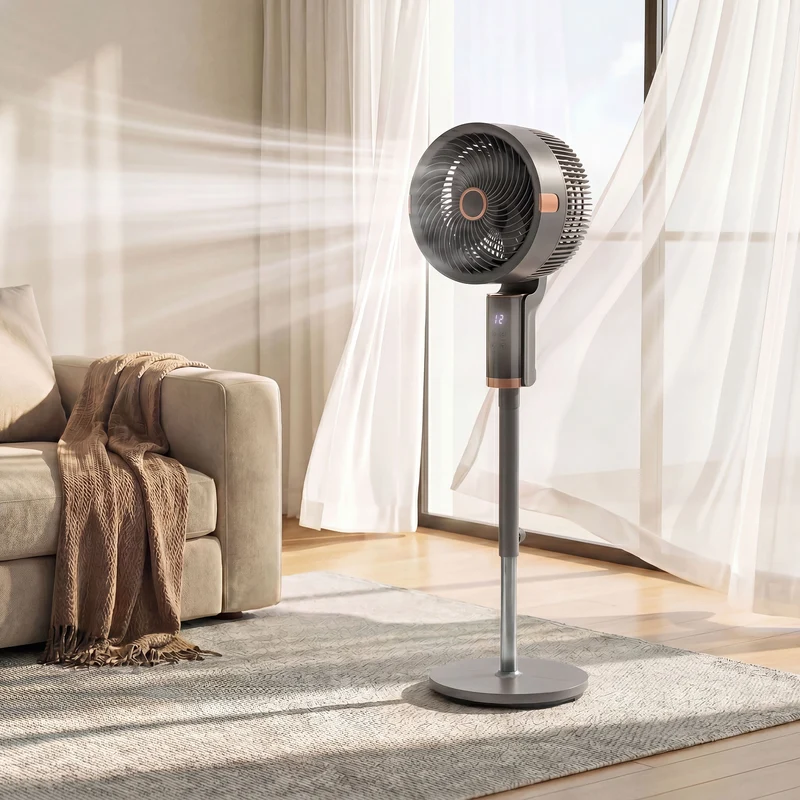 44" 20dB Silent Pedestal Fan with 8 Speeds, 55° Oscillation, LED & Remote, Grey