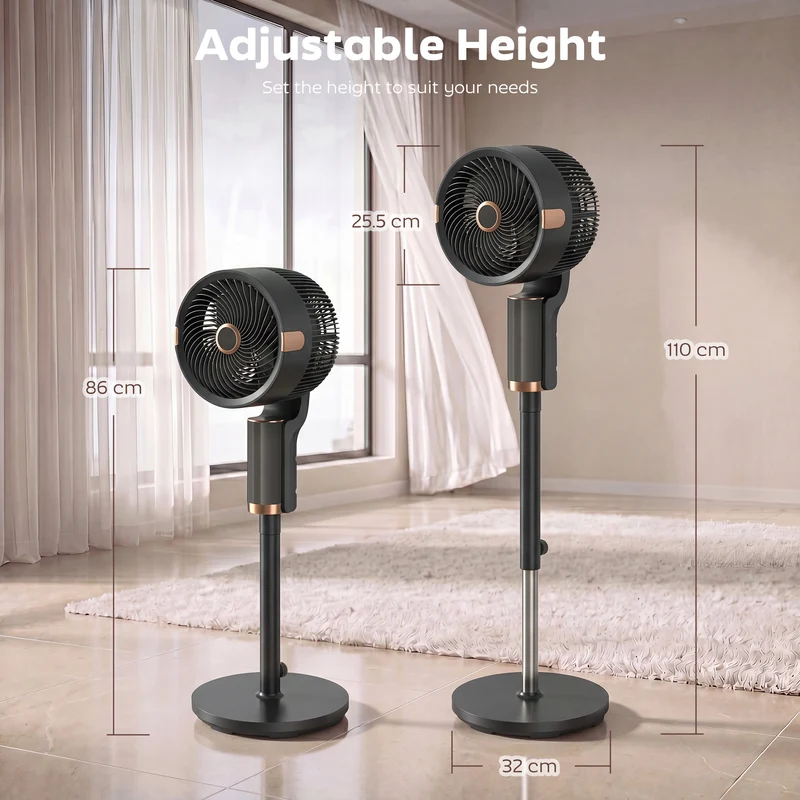 20 dB Silent 44" Pedestal Fan with Remote, 55° Oscillation, 12H Timer, Black