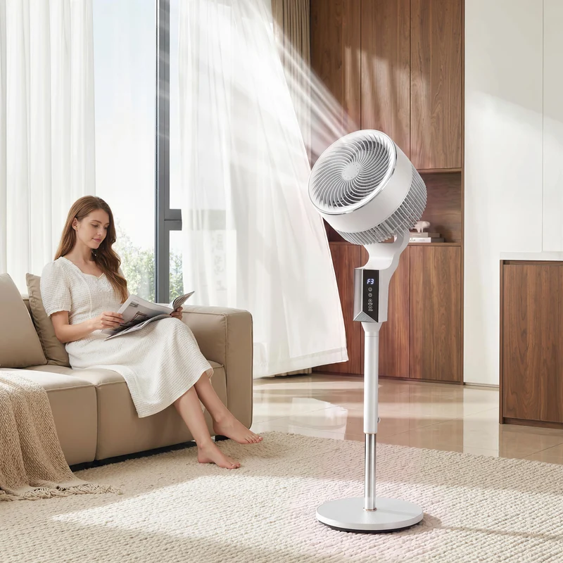 46" Pedestal Fan, 20 dB Quiet with 8 Speeds, Remote & 12H Timer, White