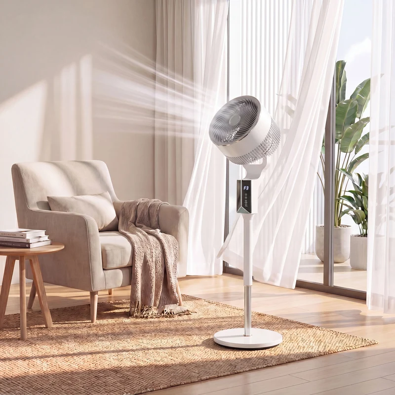 46" Pedestal Fan, 20 dB Quiet with 8 Speeds, Remote & 12H Timer, White