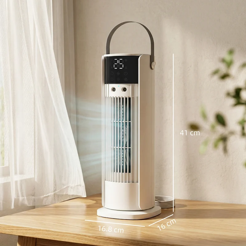 16" Mist Tower Fan with RGB Lights, 3-Speed, 90° Oscillating, 10H Timer, White