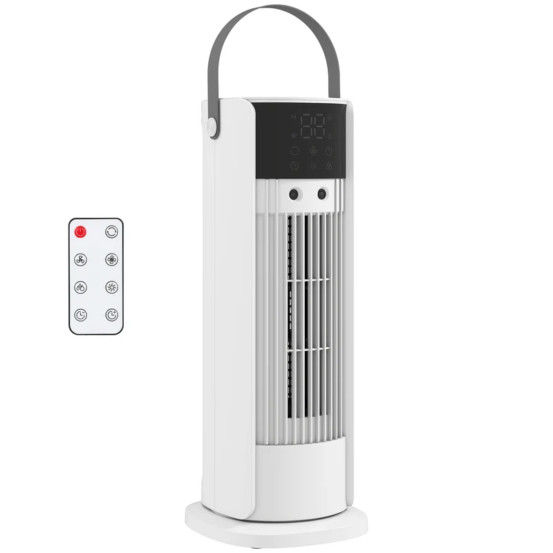 16" Mist Tower Fan with RGB Lights, 3-Speed, 90° Oscillating, 10H Timer, White