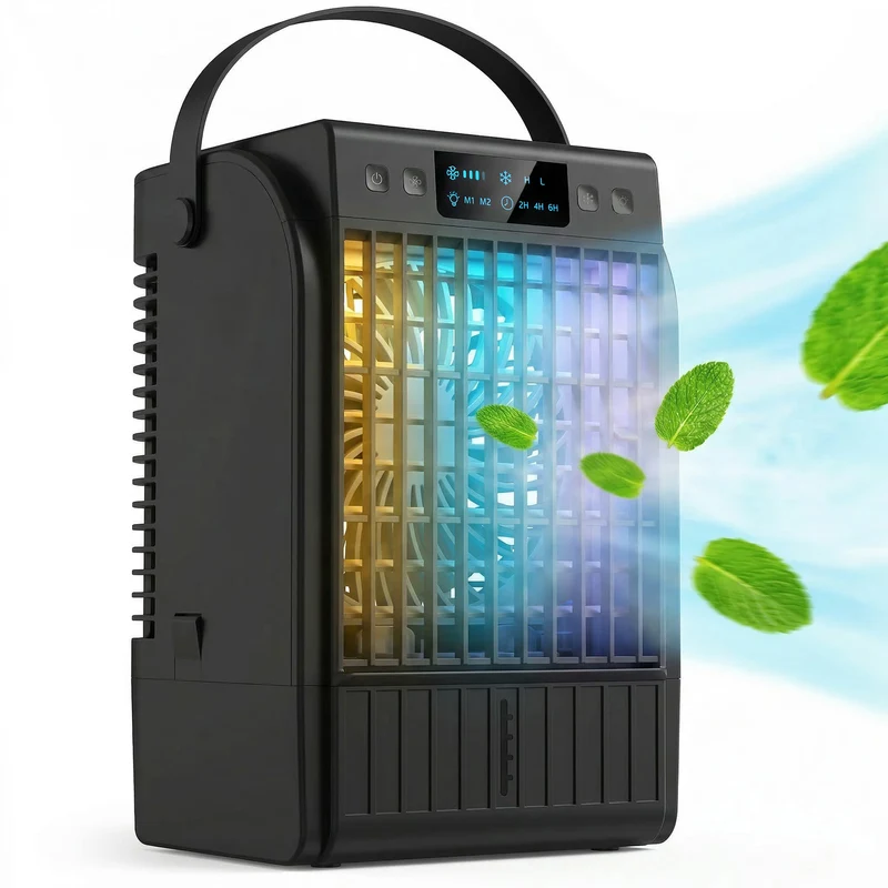 4-in-1 Portable Air Conditioner with 1500ml Tank, 4 Speeds & 2 Mist Modes, Black