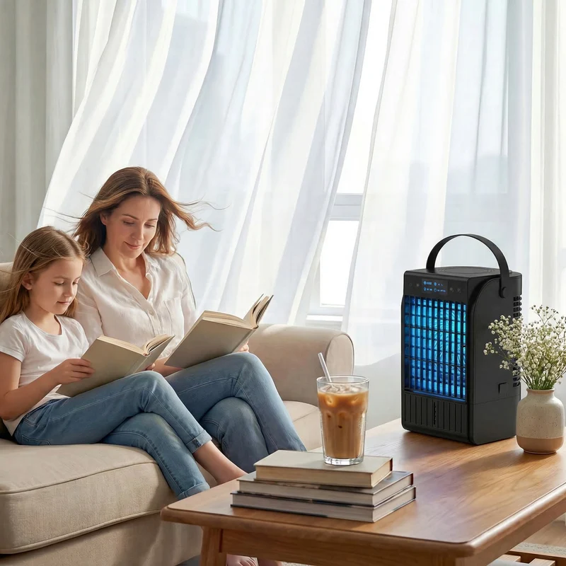 4-in-1 Portable Air Conditioner with 1500ml Tank, 4 Speeds & 2 Mist Modes, Black