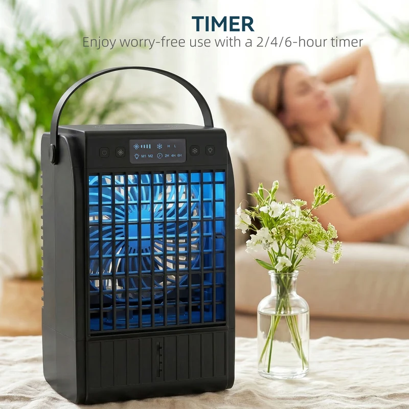 4-in-1 Portable Air Conditioner with 1500ml Tank, 4 Speeds & 2 Mist Modes, Black
