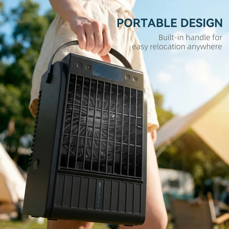 4-in-1 Portable Air Conditioner with 1500ml Tank, 4 Speeds & 2 Mist Modes, Black