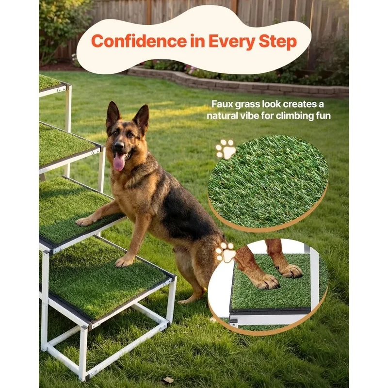 Hundetreppe Auto Einstiegshilfe Hundeleiter 4 Stufen Kunstrasen 90 kg