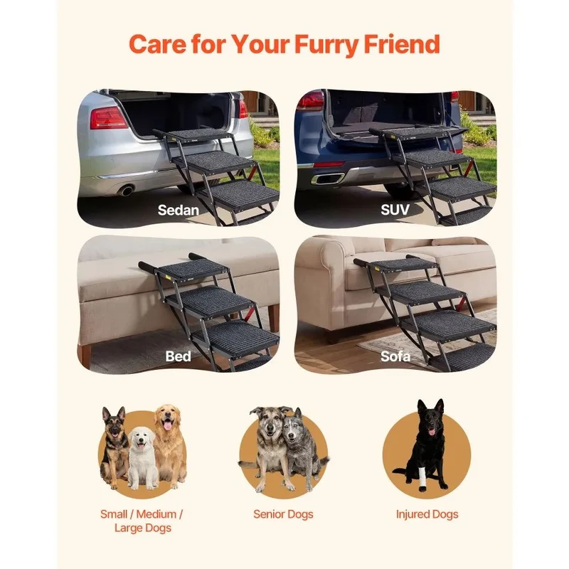 Hundetreppe Auto Einstiegshilfe Hundeleiter 4 Stufen 90 kg