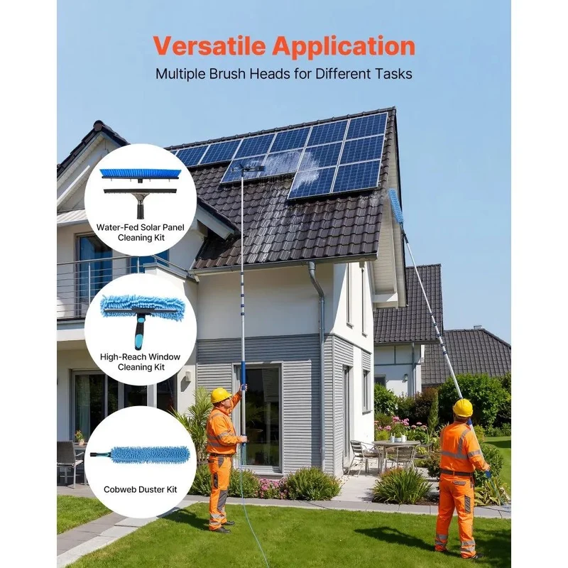 Solarpanel Reinigungsset Teleskop Bürste 10m mit Wasserdurchlauf Reinigung