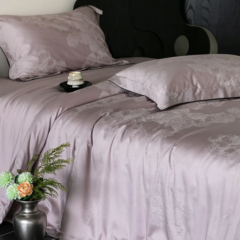 Fein-Jacquard Satin-Bettbezuggarnitur mit Ton-in-Ton-Muster und verdecktem Reißverschluss