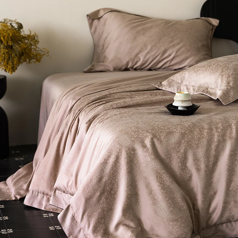 Fein-Jacquard Satin-Bettbezuggarnitur mit Ton-in-Ton-Muster und verdecktem Reißverschluss