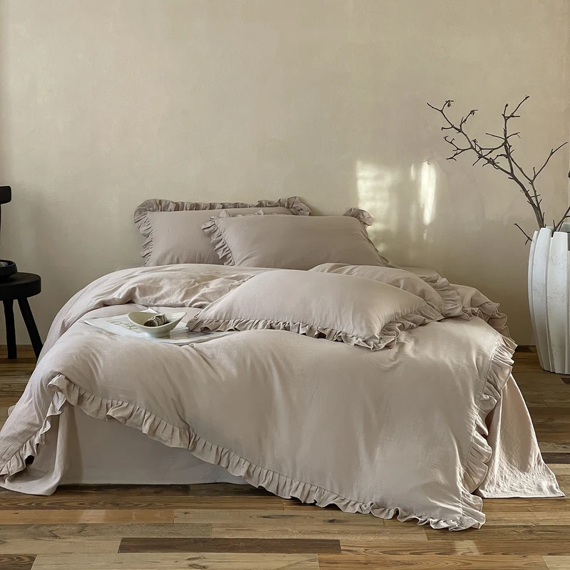 Elegantes Baumwoll-Bettwäsche-Set mit Volant und weichem Percale-Finish