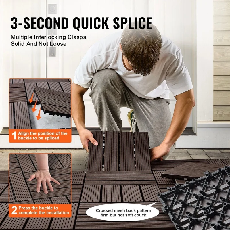 27x Klickfliesen für Terrasse Balkon 295x295mm Fliesen Boden