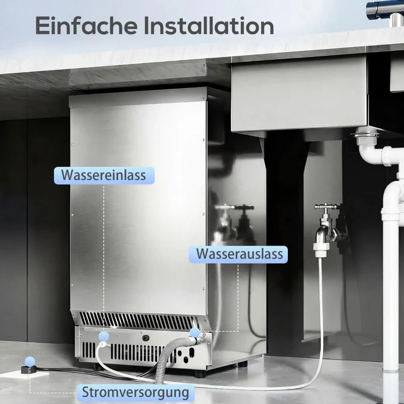 Kommerzielle Eiswürfelmaschine 45kg/24h Eismaschine 13kg Eis