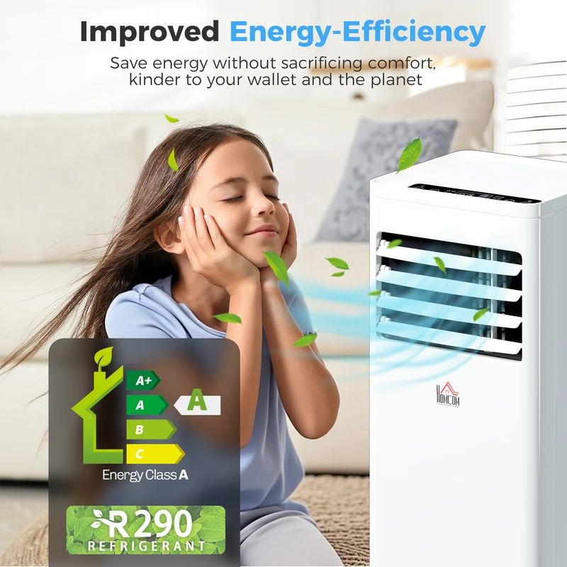 Portable Air Conditioner 9000 BTU, 4-in-1 Cooling, Dehumidifier, Fan, Sleep Mode, Air Conditioning Unit with Digital Display & Remote Control, 24H Timer, Window Venting Kit, for Room up to 28㎡