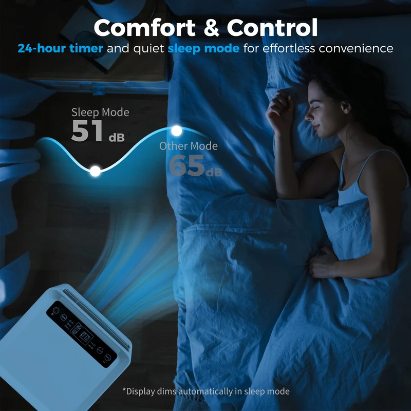 Portable Air Conditioner 9000 BTU, 4-in-1 Cooling, Dehumidifier, Fan, Sleep Mode, Air Conditioning Unit with Digital Display & Remote Control, 24H Timer, Window Venting Kit, for Room up to 28㎡