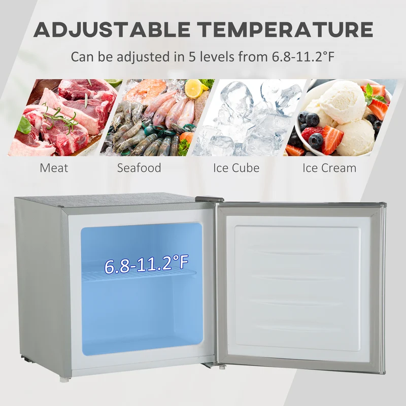 1.1 Cu Ft Countertop Mini Freezer, Compact Upright with Removable Shelves, Gray