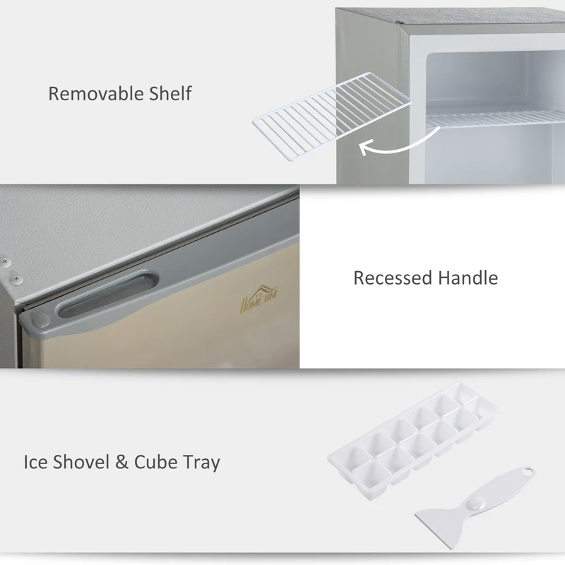 1.1 Cu Ft Countertop Mini Freezer, Compact Upright with Removable Shelves, Gray