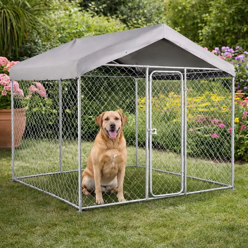 Hundezwinger 2,3x2,3x2,15m Dach Hunde Zwinger Gartenzwinger