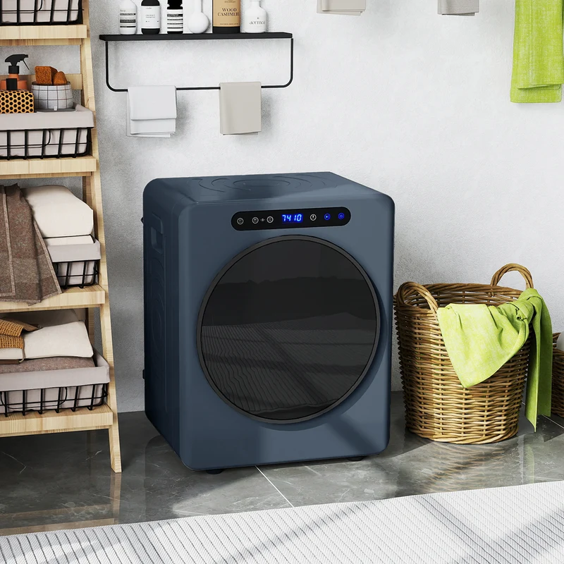 5kg Vented Tumble Dryer, 1000W Compact Freestanding Front Tumble Dryer with Stainless Steel Tub, Timer, 6 Heat Settings, Small Portable Clothes Drying Machine, Blue