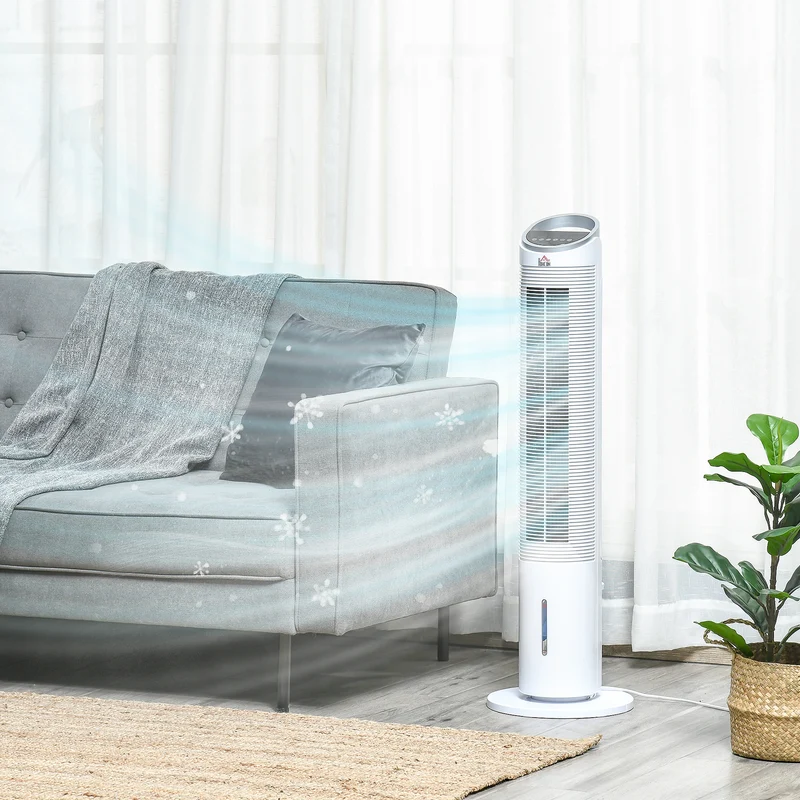 40" Portable Oscillating Air Cooler Fan 3 In 1 Standing Ice Floor Fan with Humidifier Remote White