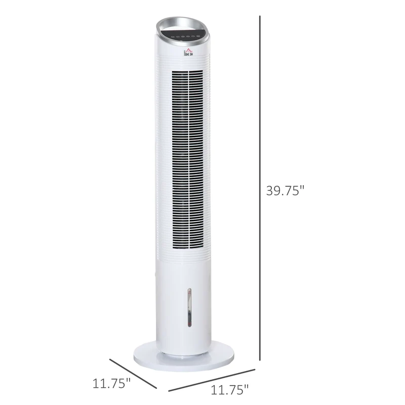 40" Portable Oscillating Air Cooler Fan 3 In 1 Standing Ice Floor Fan with Humidifier Remote White