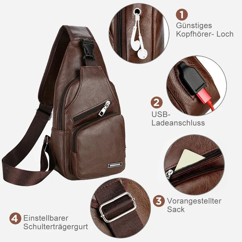 Skanto | Herren-Umhängetasche mit USB-Ladeanschluss