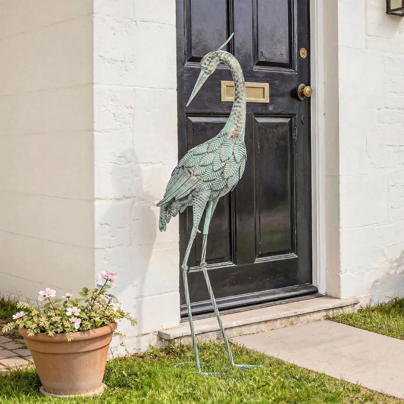 Reiher Gartenstatue Metall Vogel Dekoration Statue 88cm Skulptur