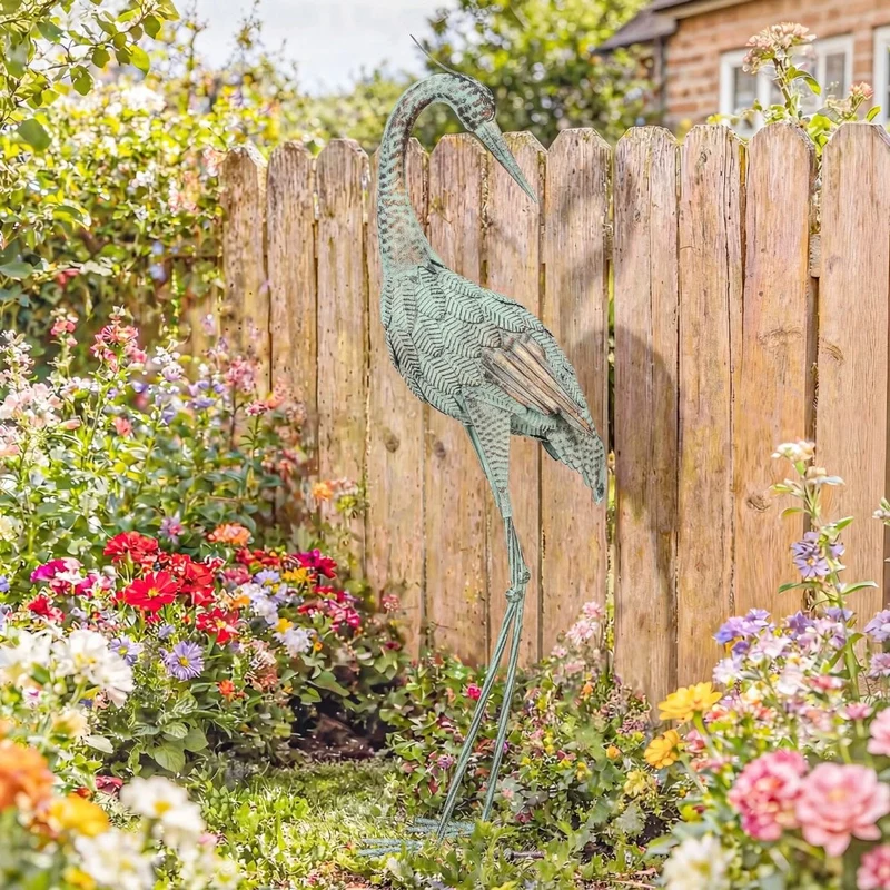 Reiher Gartenstatue Metall Vogel Dekoration Statue 88cm Skulptur