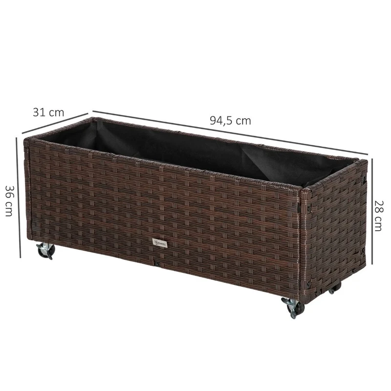 Poly Rattan Hochbeet Rollen Pflanzkasten Blumenbeet Beet