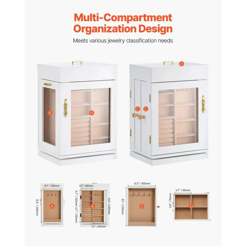 Schmuckkasten Drehbare Schmuckschatulle Schmuck Organizer Schrank
