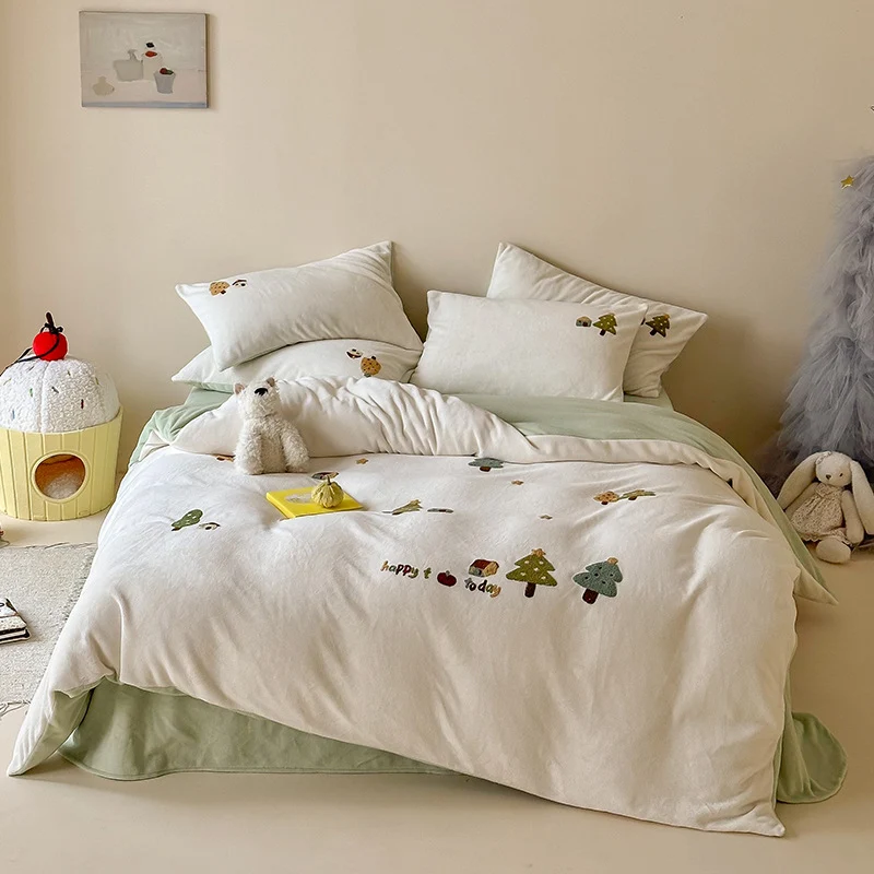 Bettwäsche-Set mit bestickten Cupcake-Motiven und weicher Baumwollmischung