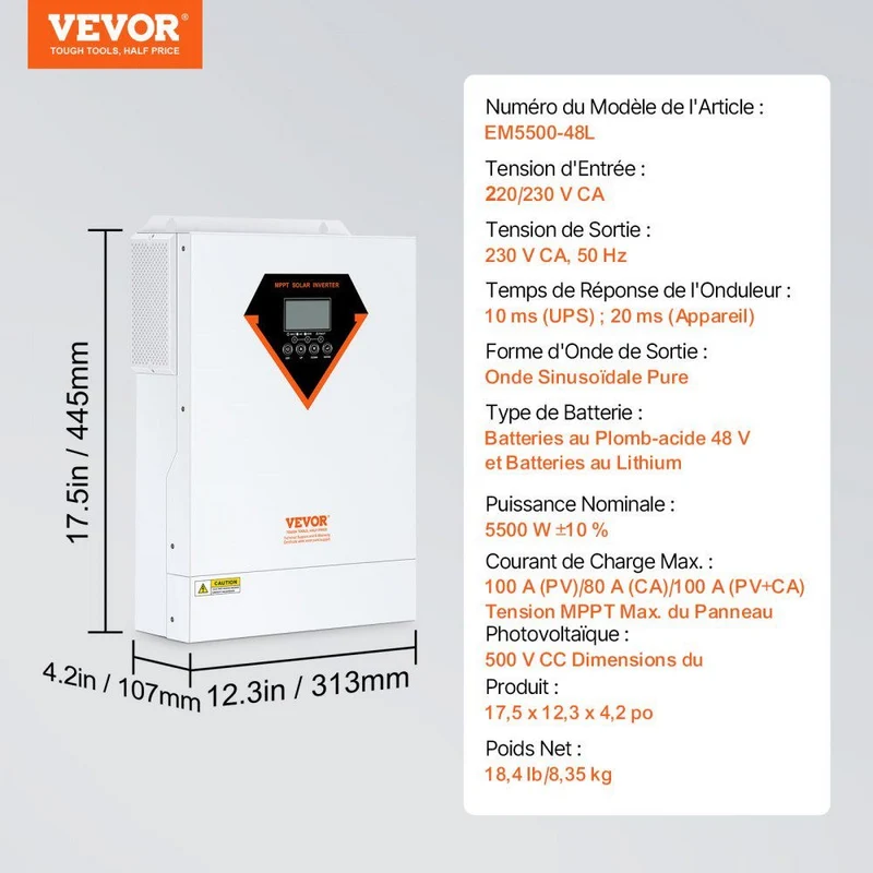 Hybrid Solar Wechselrichter 5500W 48V MPPT Inverter Sinuswelle