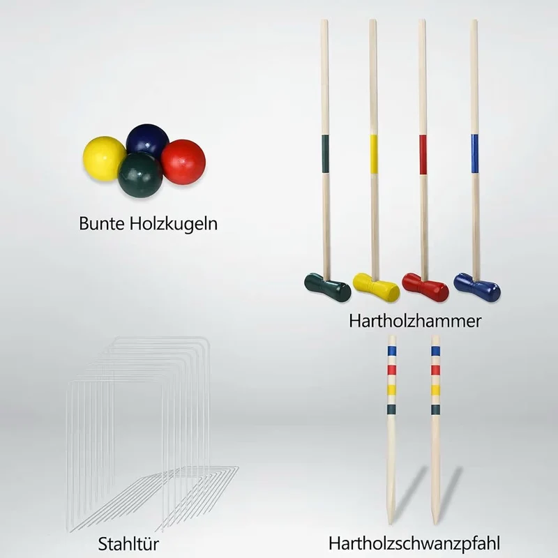Krocket Spiel Set für 4 Personen Outdoor Gartenspiel Garten