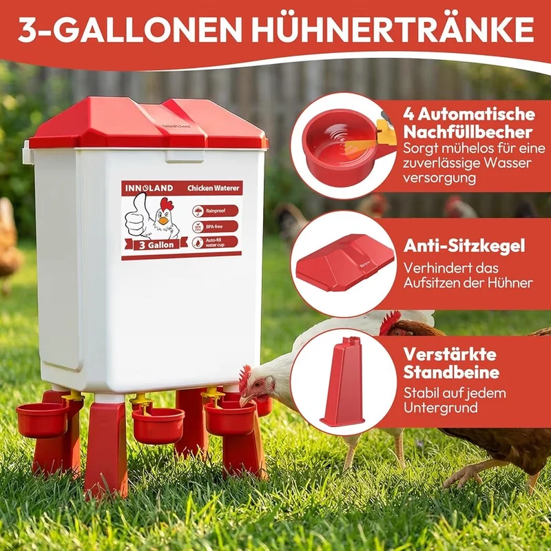 Hühner Futterautomat 12kg Hühnertränke 11L Hühnerstall Stall
