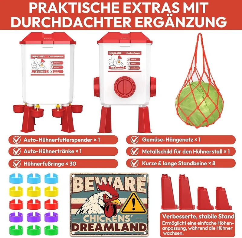 Hühner Futterautomat 12kg Hühnertränke 11L Hühnerstall Stall