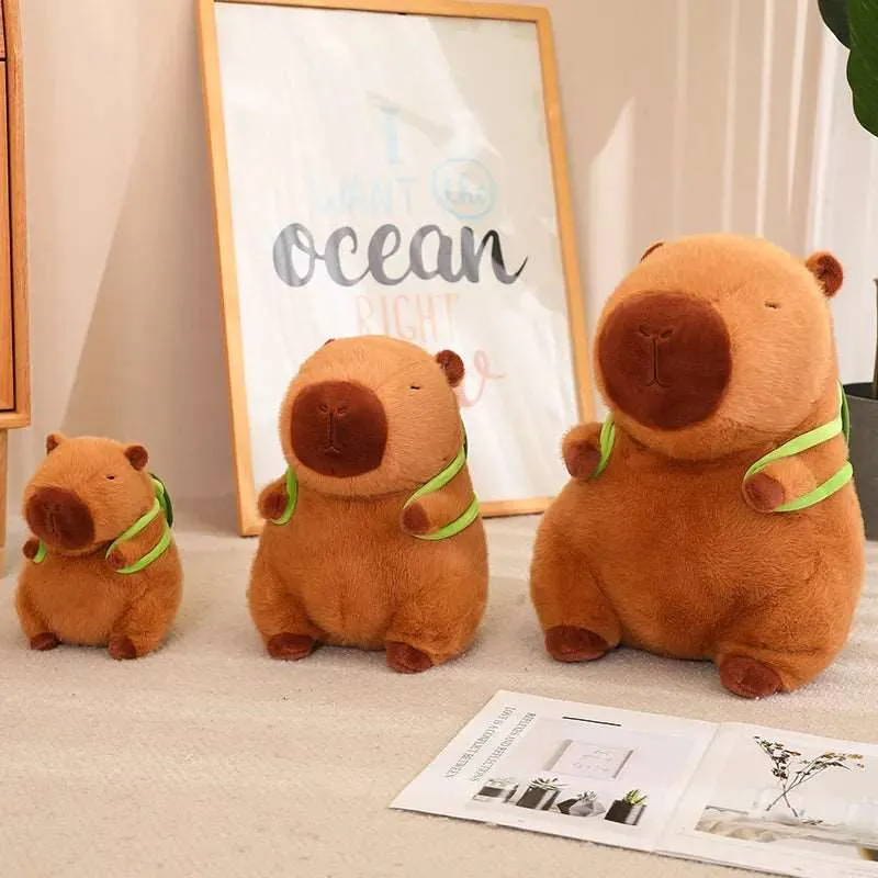 Skanto | Süßer Capybara Plüsch mit Schildkröten-Rucksack - CapyBuddy