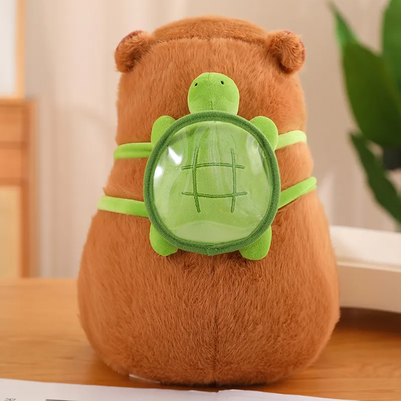 Skanto | Süßer Capybara Plüsch mit Schildkröten-Rucksack - CapyBuddy